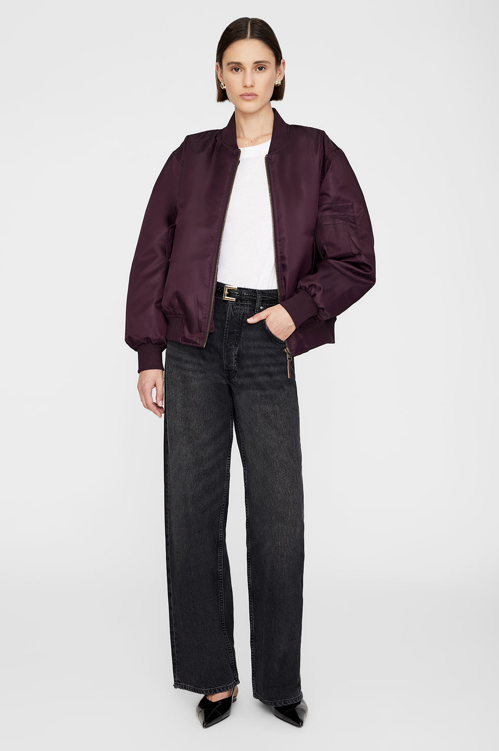 ANINE BING Leon Bomber - Bordeaux - On Model Front