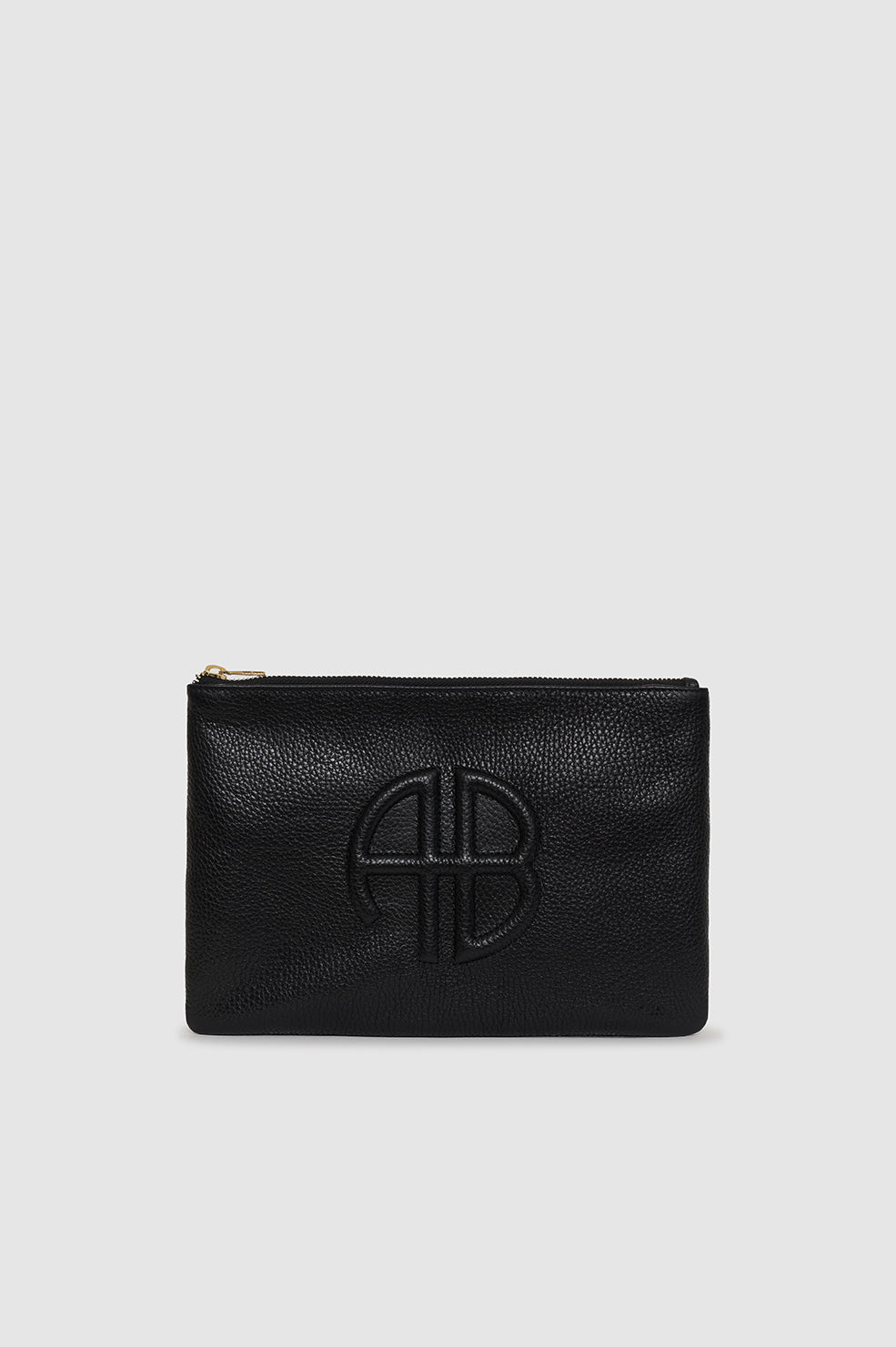 ANINE BING Lili Pouch - Black Pebbled - Front View