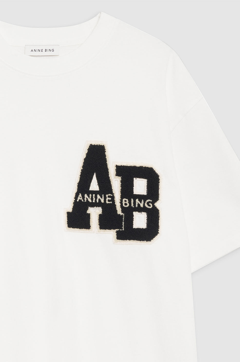 ANINE BING Lili Tee Letterman - Off White - Detail View