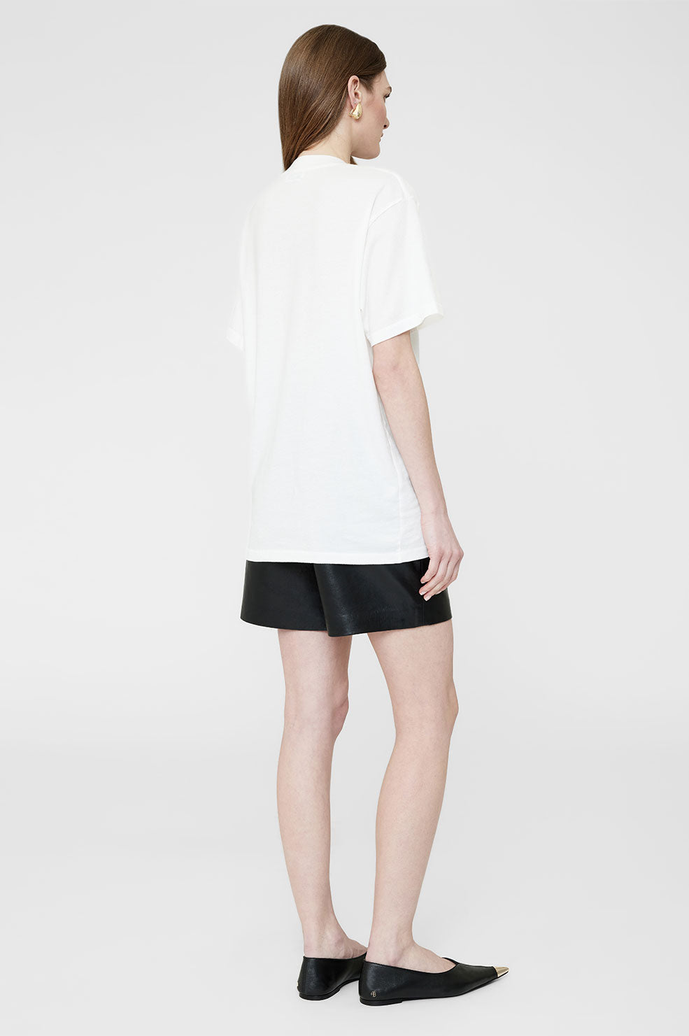 ANINE BING Lili Tee Letterman - Off White - On Model Back