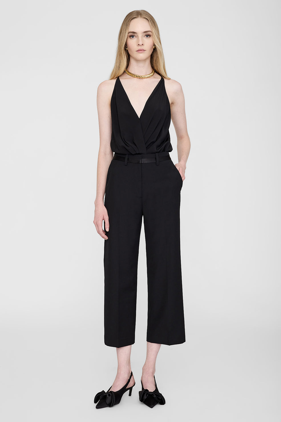 ANINE BING Louisa Trouser - Black - On Model Front