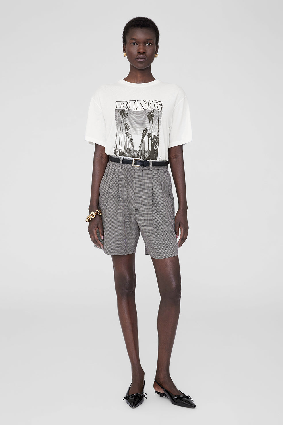 ANINE BING Louis Tee Bing Tour - Ivory - On Model Front