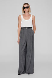 ANINE BING Lou Trouser - Black And Grey Stripe - On Model Front