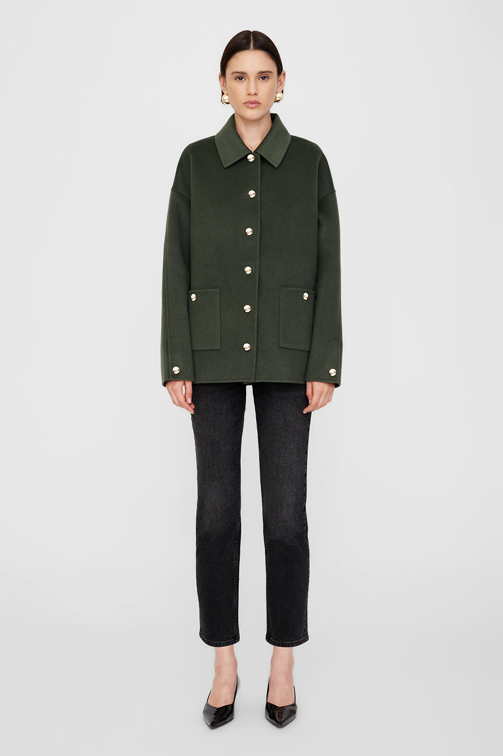 ANINE BING Luca Jacket - Olive Cashmere Blend