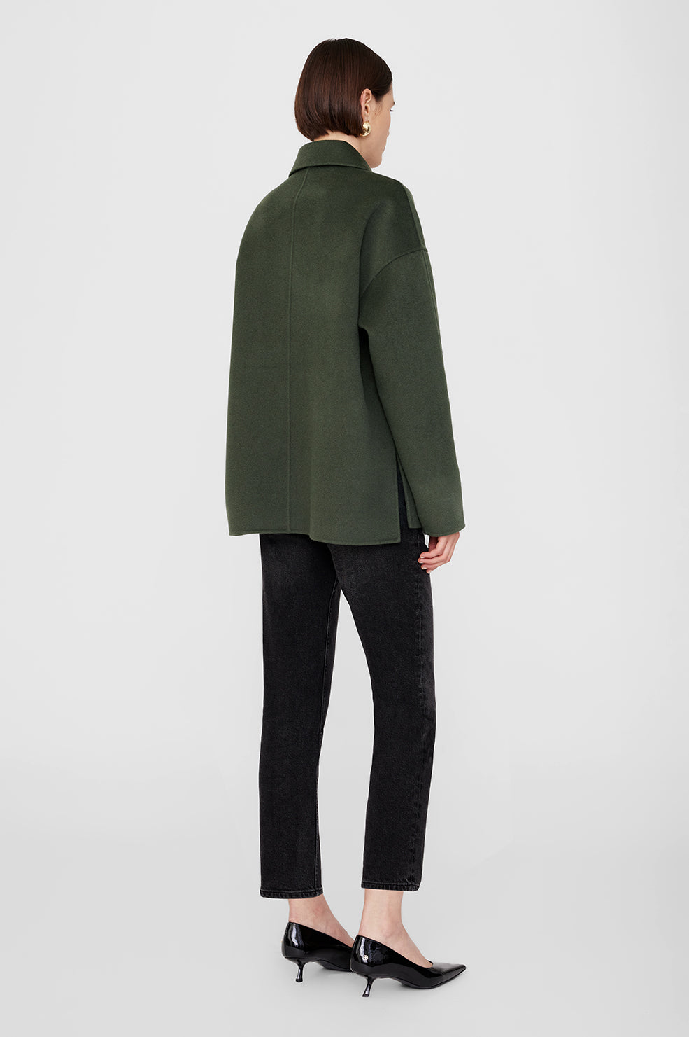 ANINE BING Luca Jacket - Olive Cashmere Blend - On Model Back