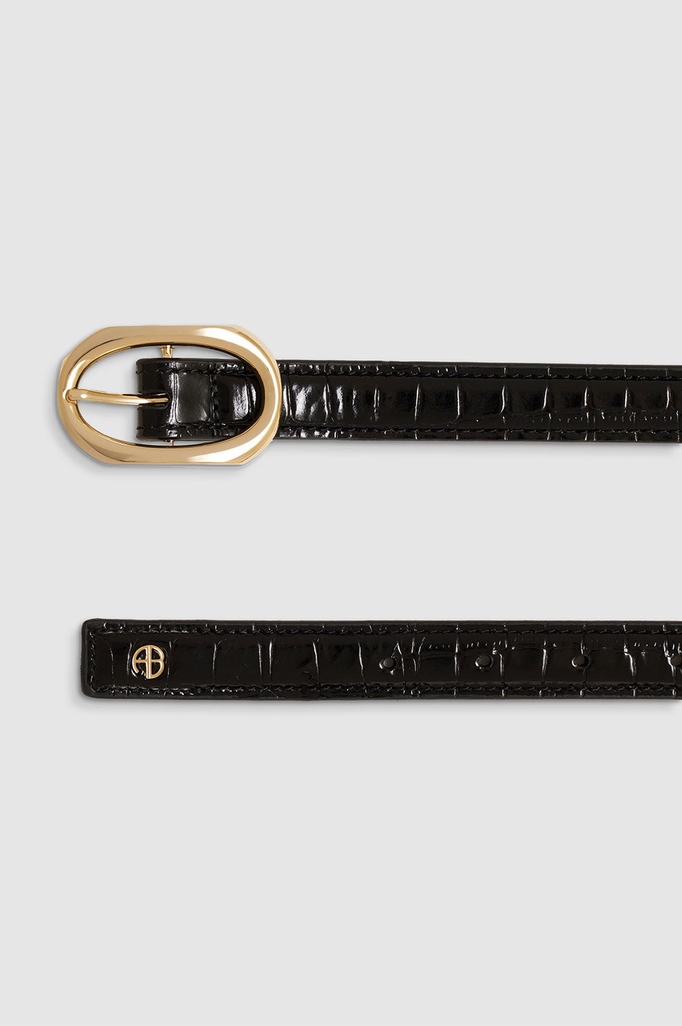 ANINE BING Mara Belt - Black Embossed - detail view