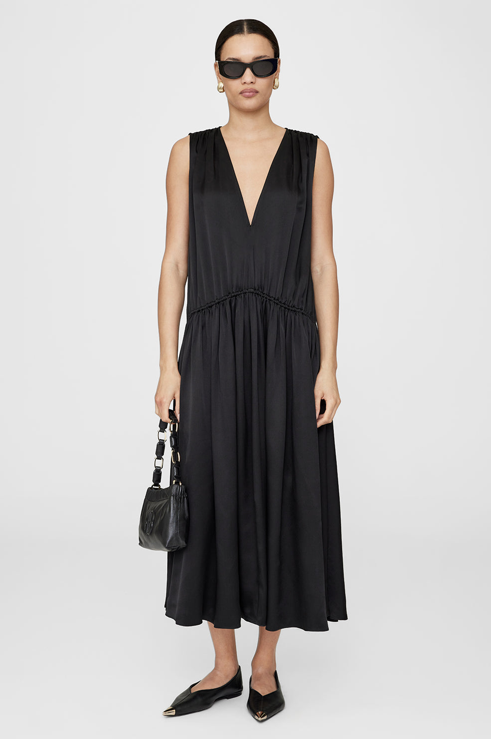 ANINE BING Mia Dress - Black - On Model Front