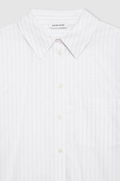 ANINE BING Mika Shirt - White And Black Stripe - Detail View