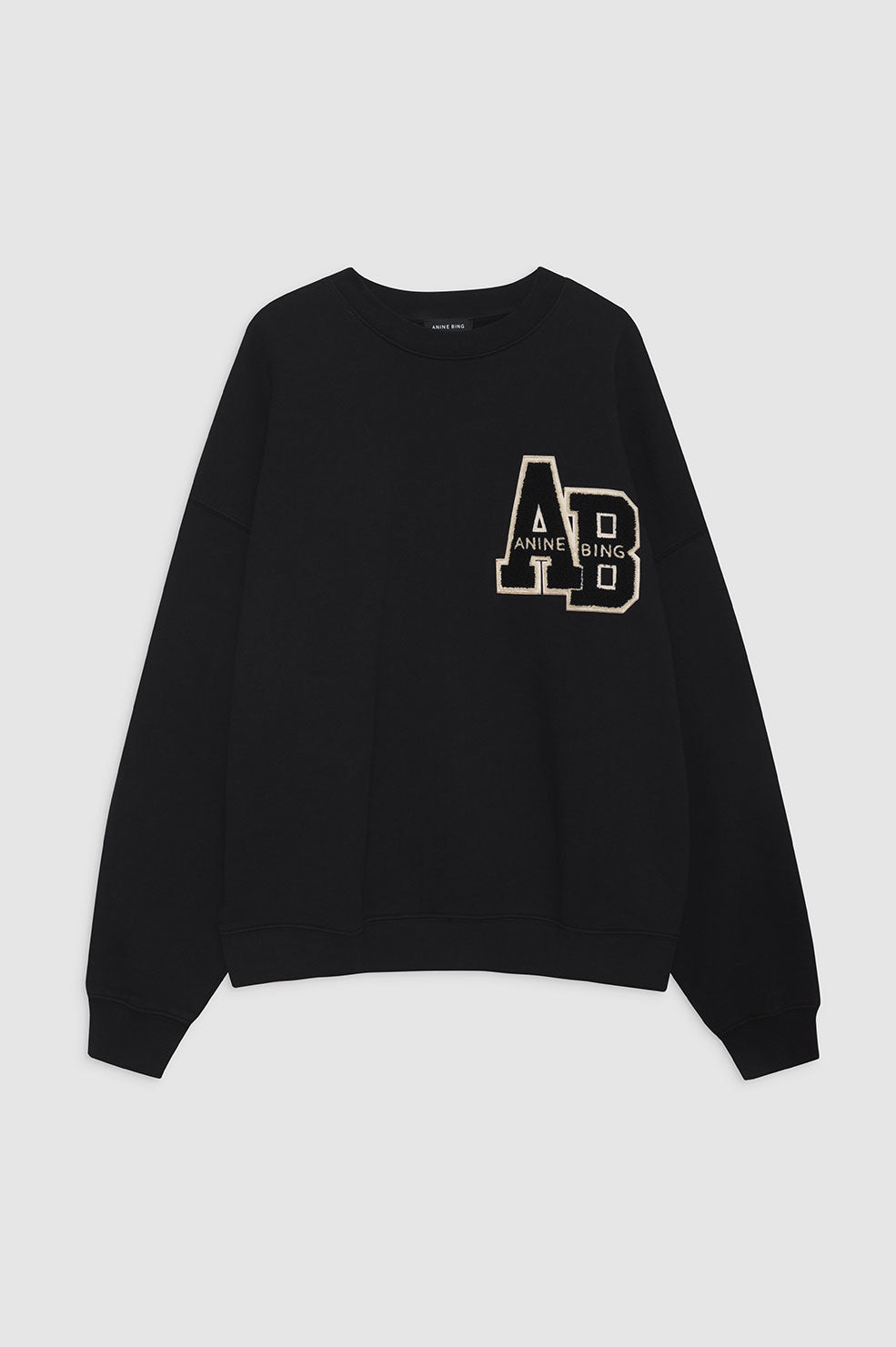 ANINE BING Miles Sweatshirt Letterman - Black - Front View