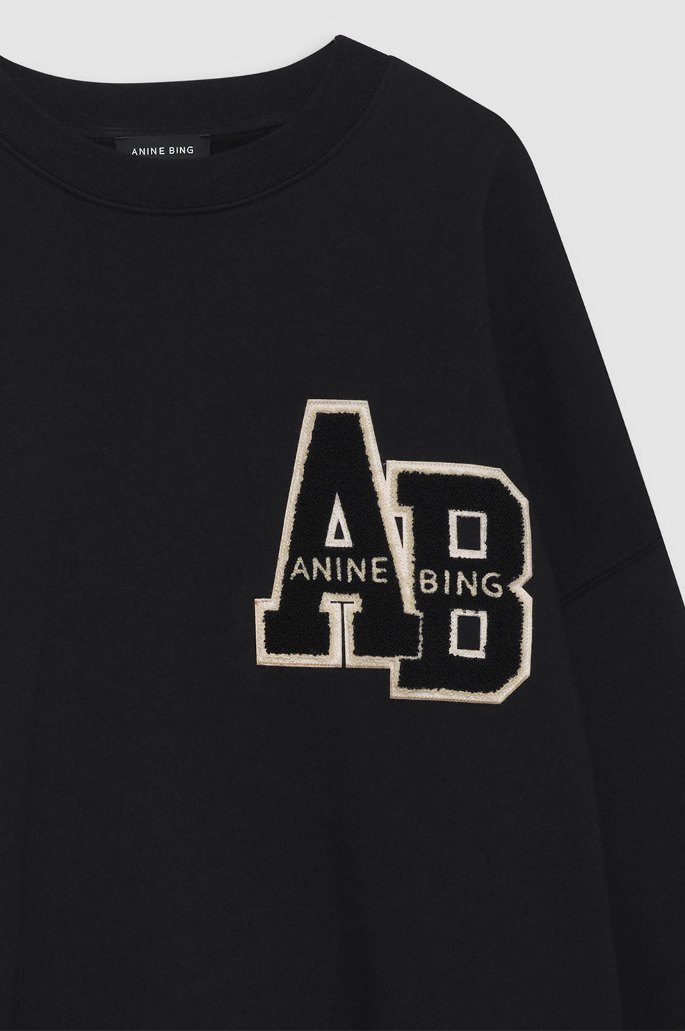 ANINE BING Miles Sweatshirt Letterman - Black - Detail View