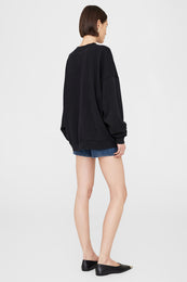 ANINE BING Miles Sweatshirt Letterman - Black - On Model Back