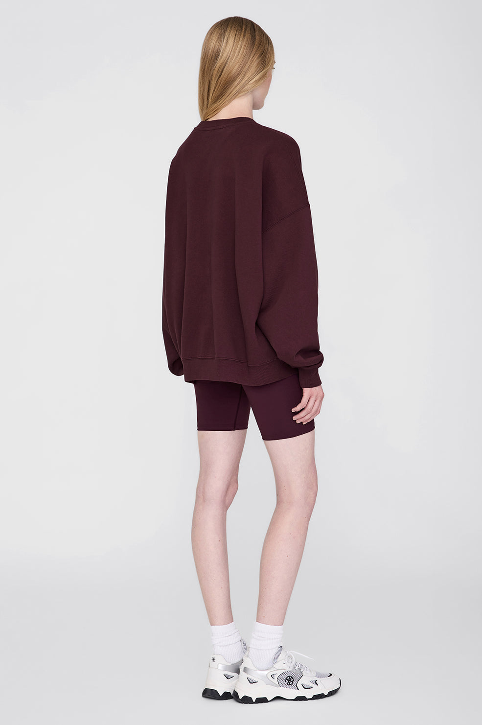 ANINE BING Miles Oversized Sweatshirt Letterman - Dark Burgundy - On Model Back