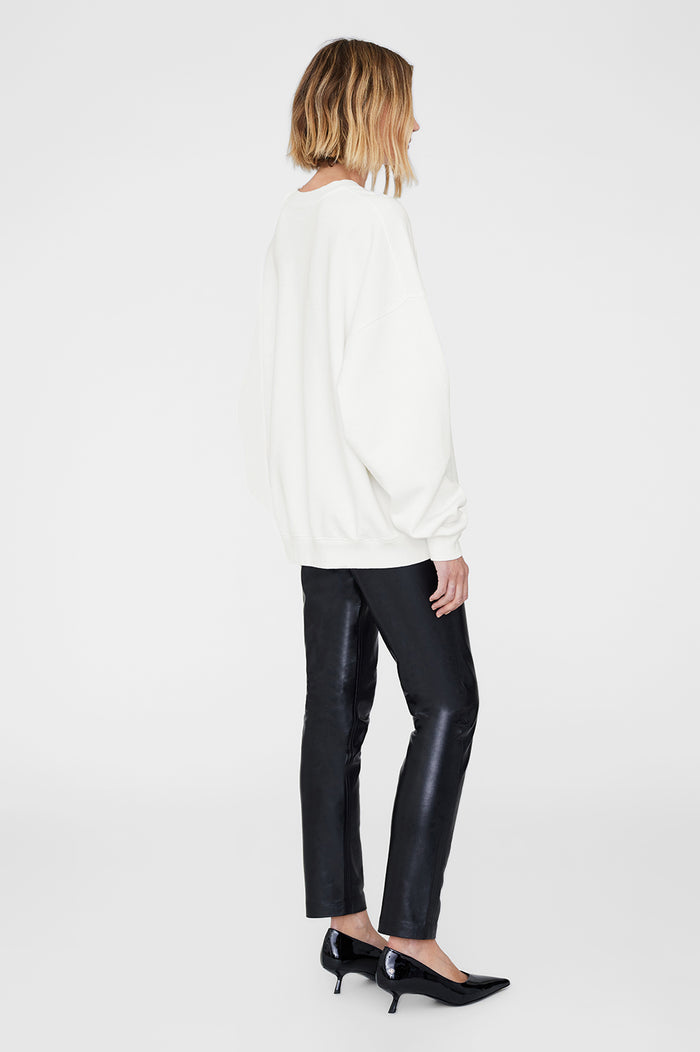 ANINE BING Miles Oversized Sweatshirt Letterman - Off White - On Model Back