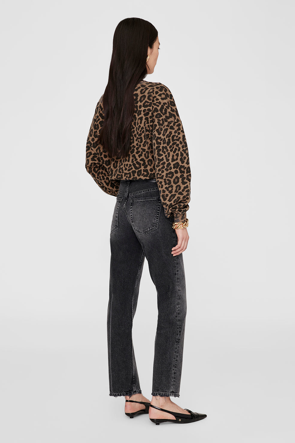 MILES SWEATSHIRT - BLACK AND BROWN LEOPARD