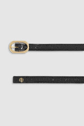 ANINE BING Mini Mara Belt - Black Embossed - Detail View Second Image