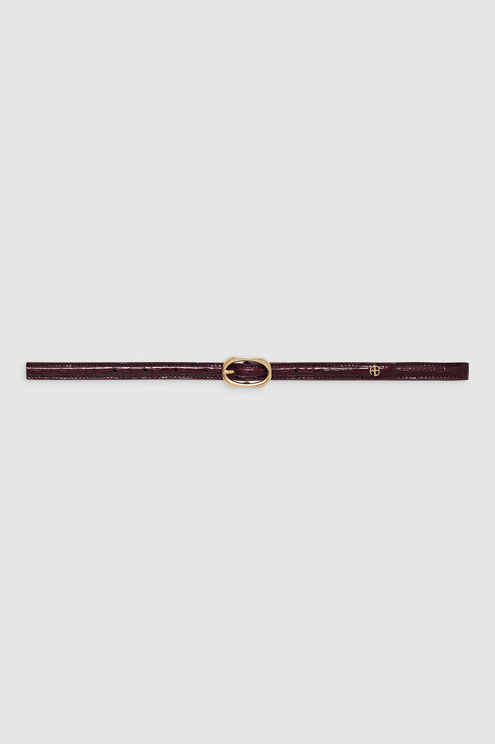 ANINE BING Mini Mara Belt - Burgundy Small Embossed - Front View