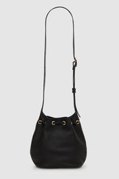 ANINE BING Mini Alana Bucket Bag - Black Pebbled - Back View