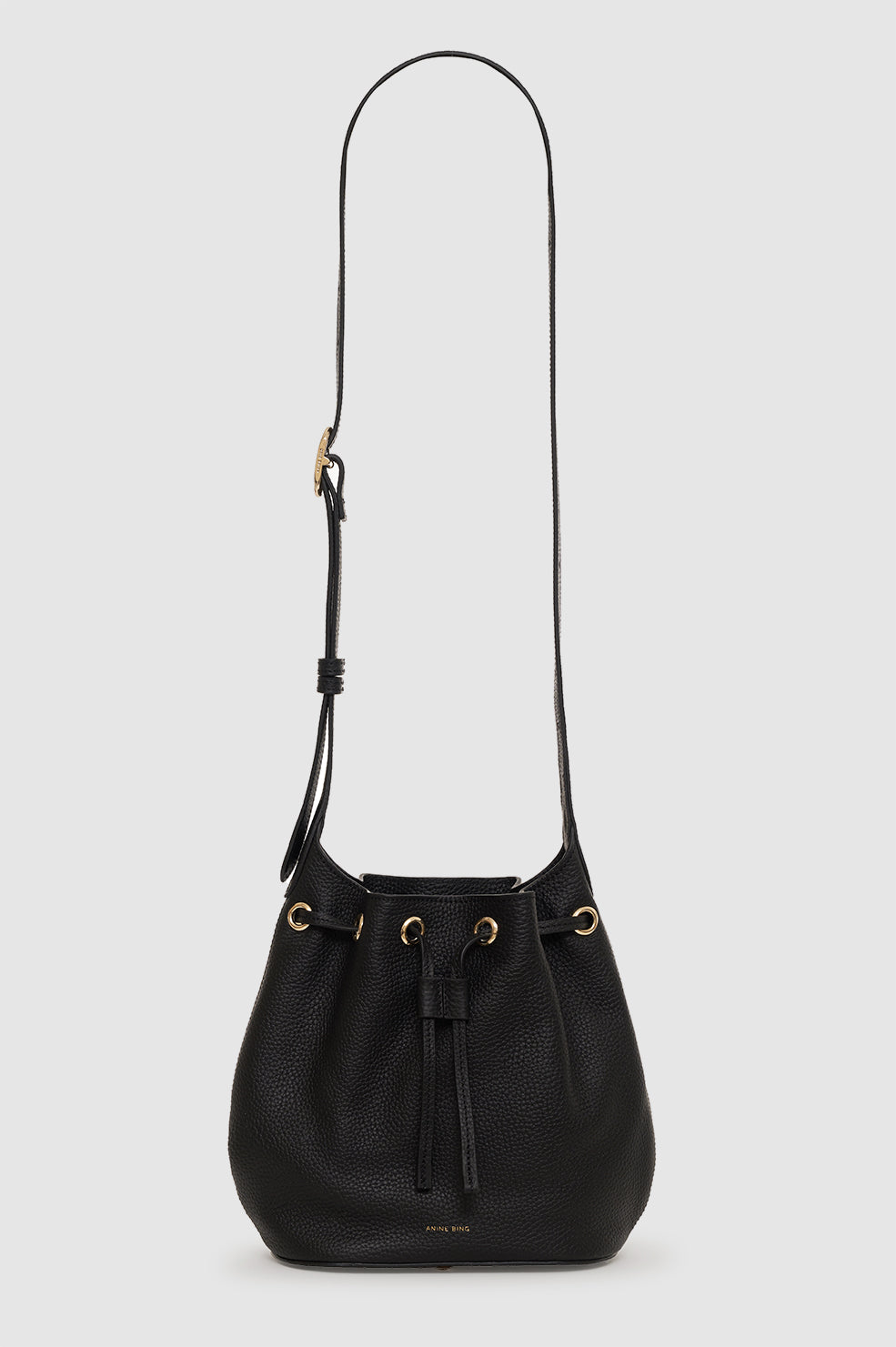 Mini Alana Bucket Bag - Black Pebbled