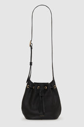 ANINE BING Mini Alana Bucket Bag - Black Pebbled - Front View