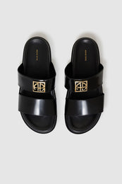 ANINE BING Parker Slides Monogram - High-Shine Black - Top Pair View