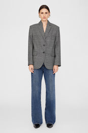 ANINE BING Quinn Blazer - Black And Grey Plaid - On Model Front Second Image