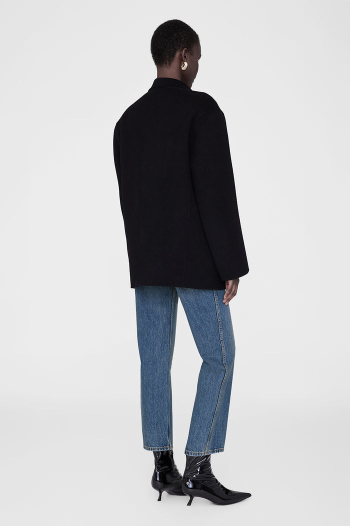 ANINE BING Quinn Blazer - Black Cashmere Blend - On Model Back