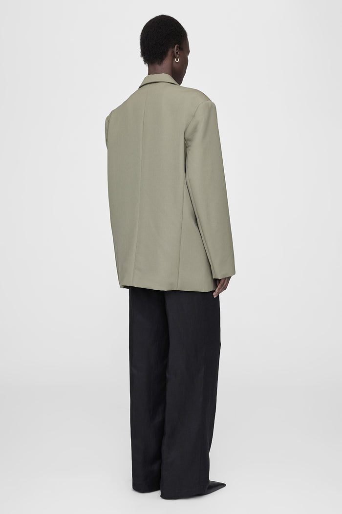 ANINE BING Quinn Blazer - Green Khaki - On Model Back