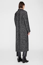 ANINE BING Quinn Coat - Black And White Tweed - On Model Back