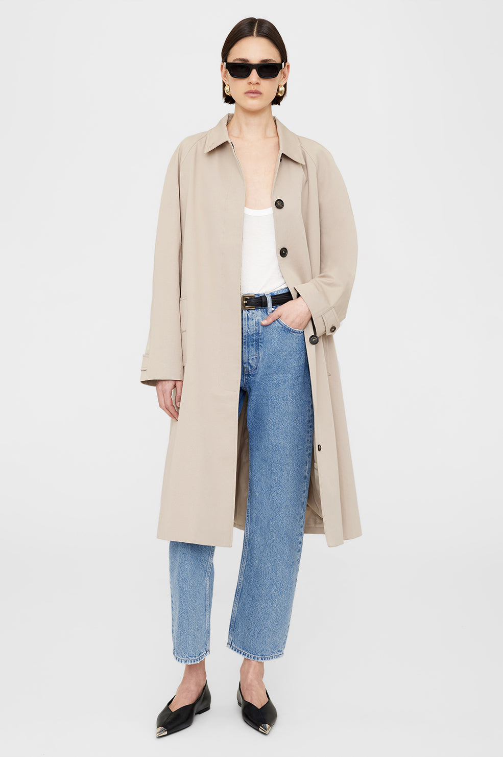 ANINE BING Randy Trench - Beige - On Model Front