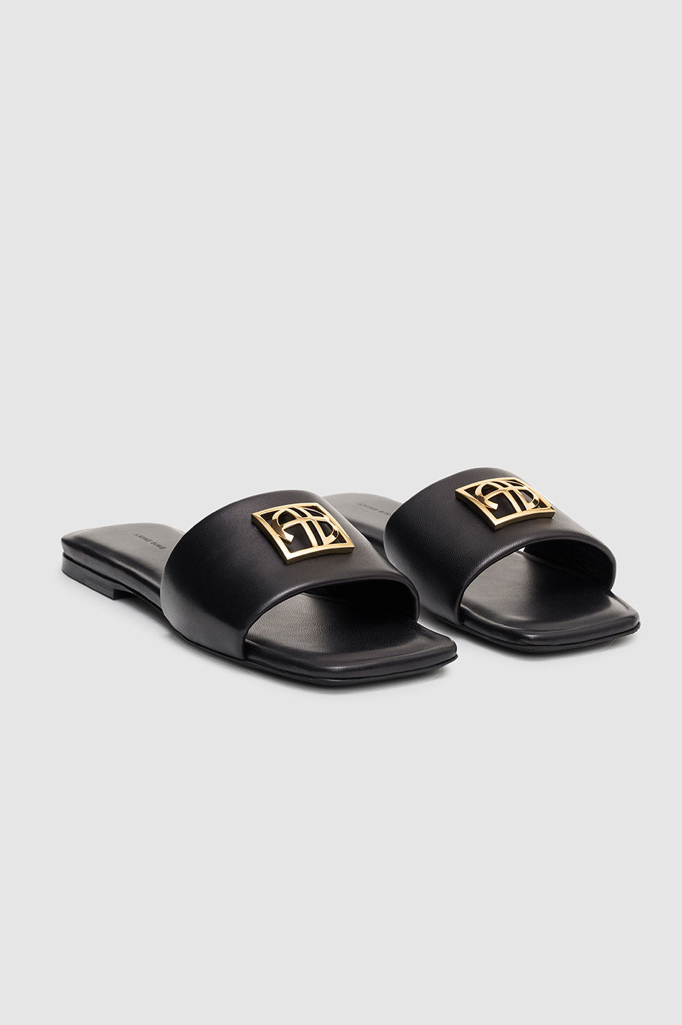 ANINE BING Ria Slides Monogram - Black - Front Pair View