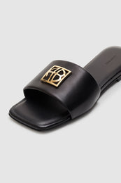 ANINE BING Ria Slides Monogram - Black - Detail View