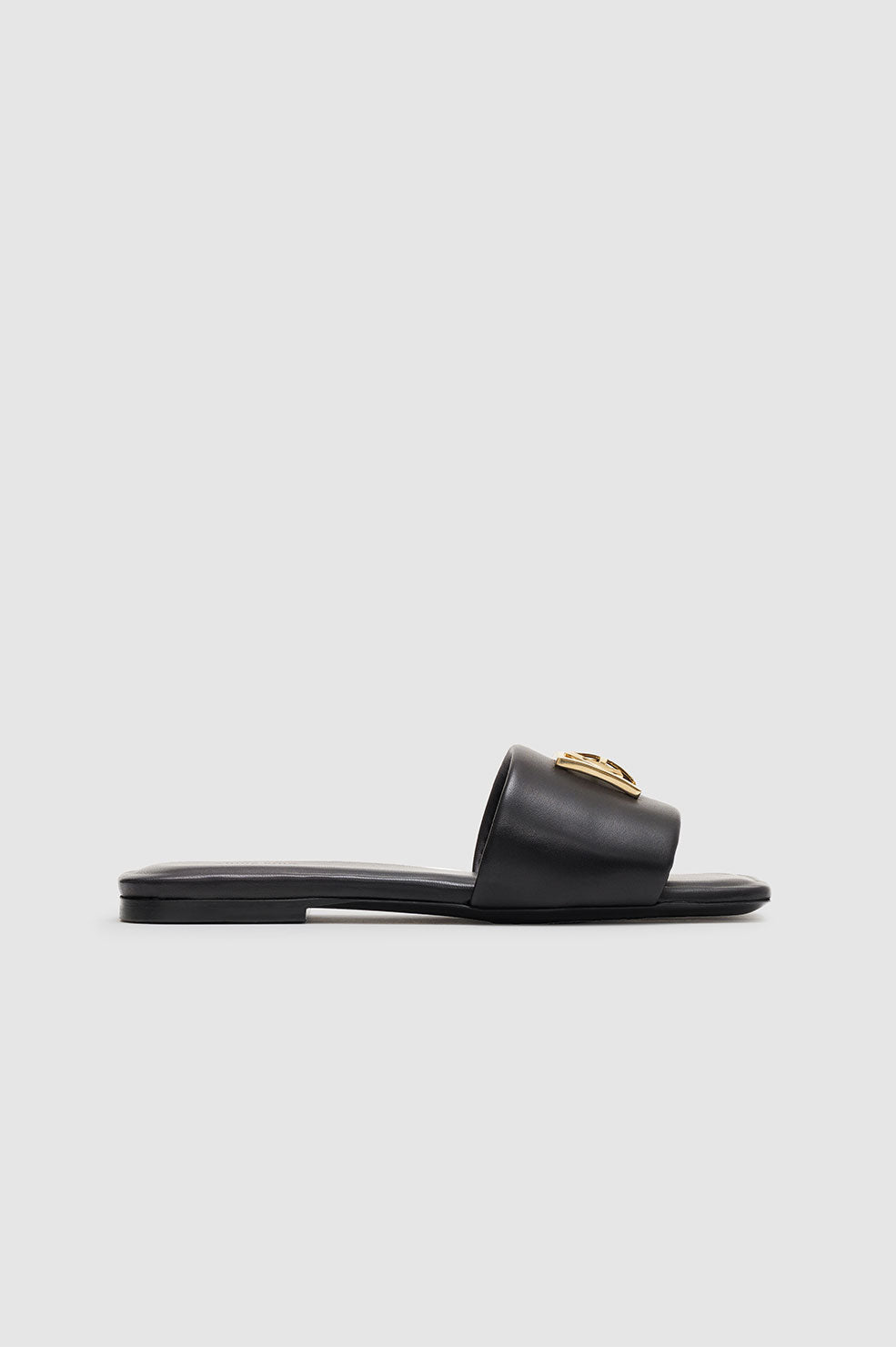 ANINE BING Ria Slides Monogram - Black - Side Single View