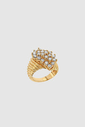 ANINE BING Ribbed Diamond Ring - 14k Gold - Top View