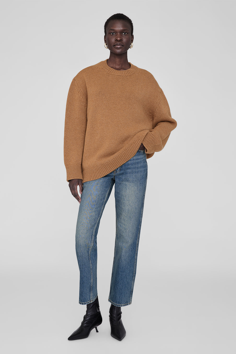 ANINE BING Rosie Sweater - Camel - On Model Front