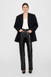 ANINE BING Roy Pant - Black Recycled Leather - On Model Front Second Image