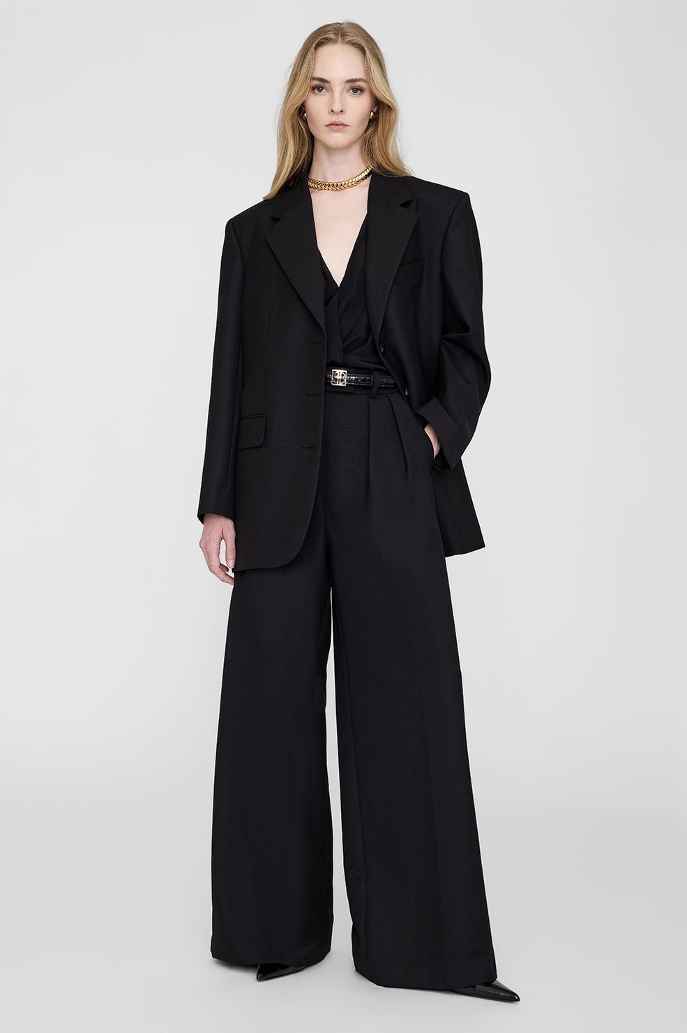 ANINE BING Sara Blazer - Black - On Model Front