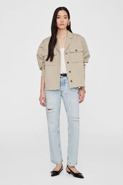 ANINE BING Sawyer Shirt Jacket - Oatmeal - On Model Front