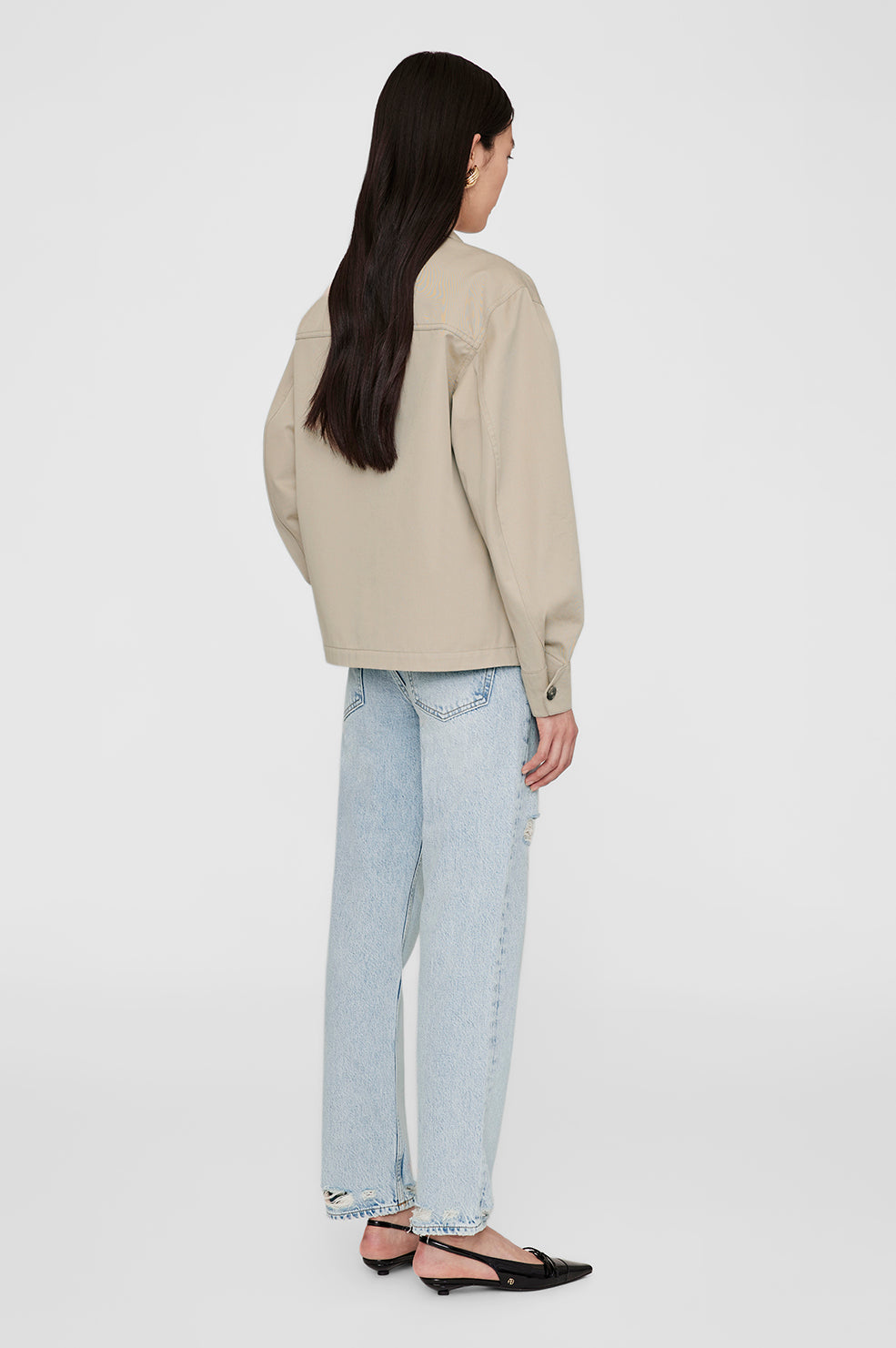 ANINE BING Sawyer Shirt Jacket - Oatmeal - On Model Back