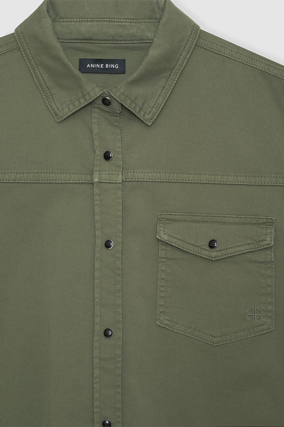 ANINE BING Sloan Shirt - Army Green - Detail View