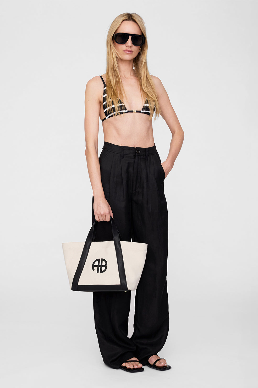 Small Cara Tote - Natural Canvas With Black