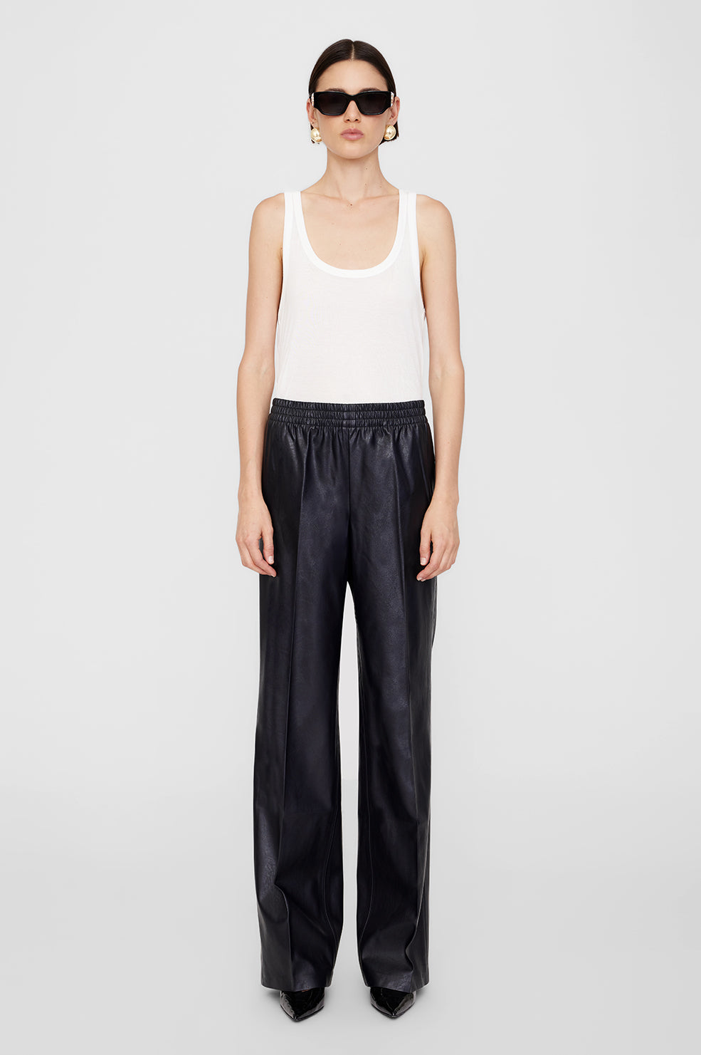 ANINE BING Soto Pant - Night Sky Vegan Leather - On Model Front