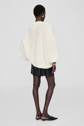 ANINE BING Sydney Crew Sweater - Ivory Crochet - On Model Back