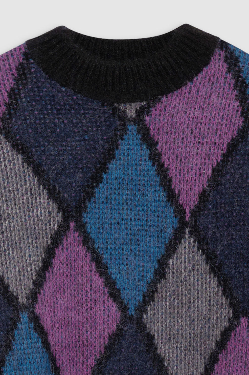 ANINE BING Sydney Crew Sweater - Multi Diamond - detail view