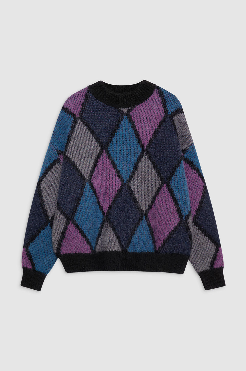 ANINE BING Sydney Crew Sweater - Multi Diamond - front view