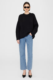 ANINE BING Sydney Crew Sweater - Black - On Model Front