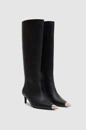 ANINE BING Tall Nina Boots With Metal Toe Cap - Black - Side Pair View