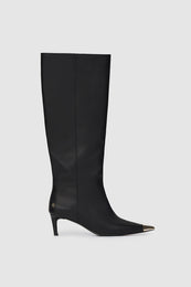 ANINE BING Tall Nina Boots With Metal Toe Cap - Black - Side Single View