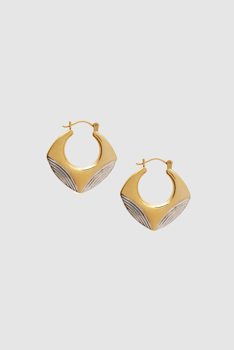 ANINE BING Two Tone Squared Hoop Earrings - 14K Gold