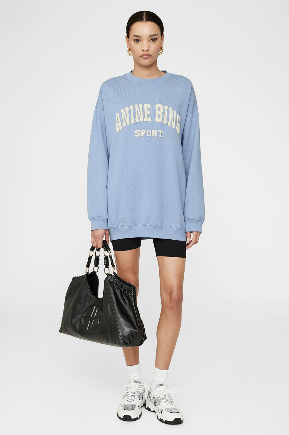 ANINE BING Tyler Sweatshirt - Capri Blue - On Model Front