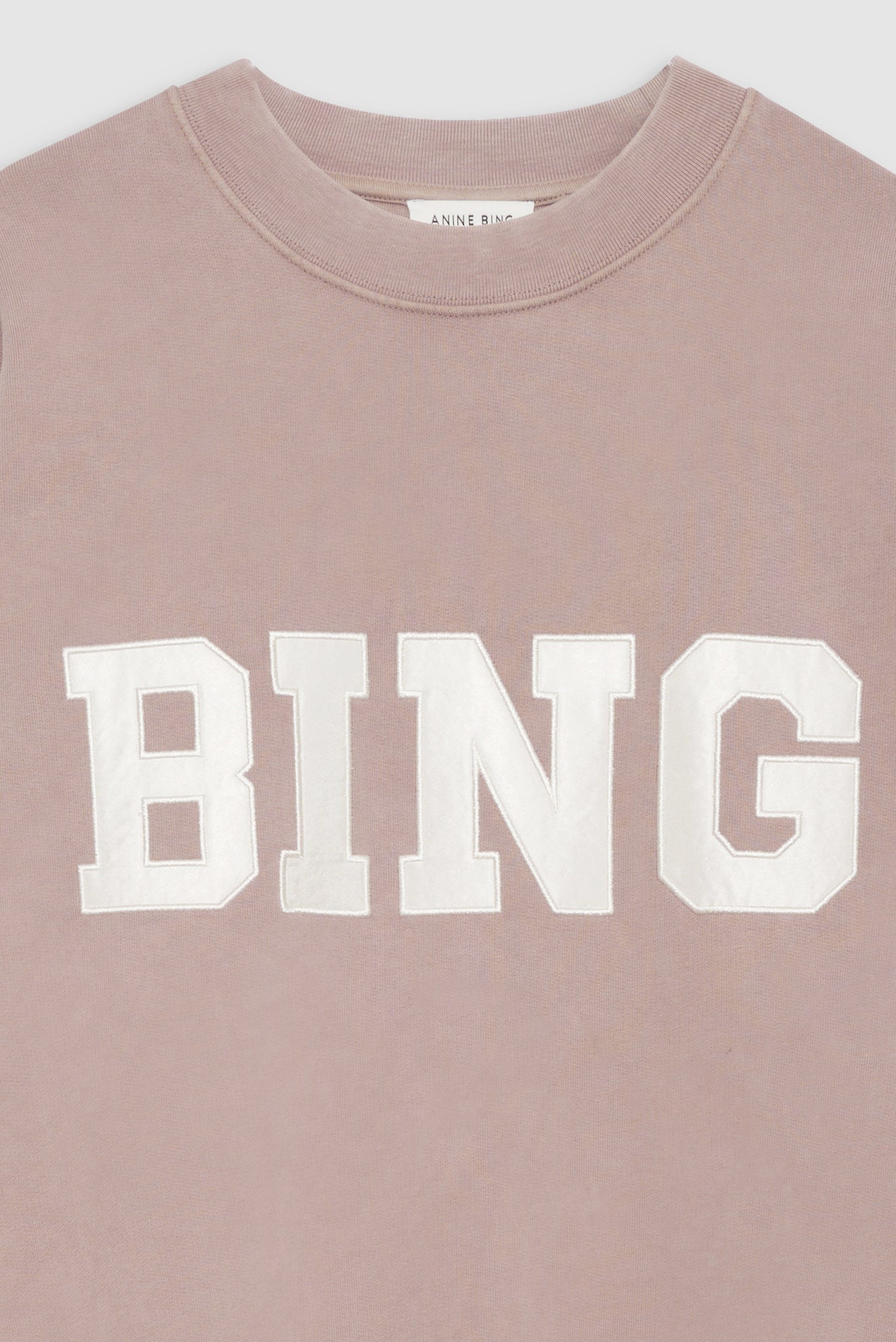 ANINE BING Tyler Sweatshirt Satin Bing - Washed Iron - Detail View